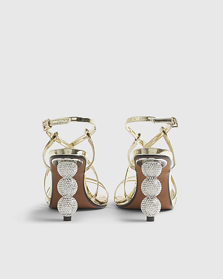 Gold Discoball Heeled Sandals