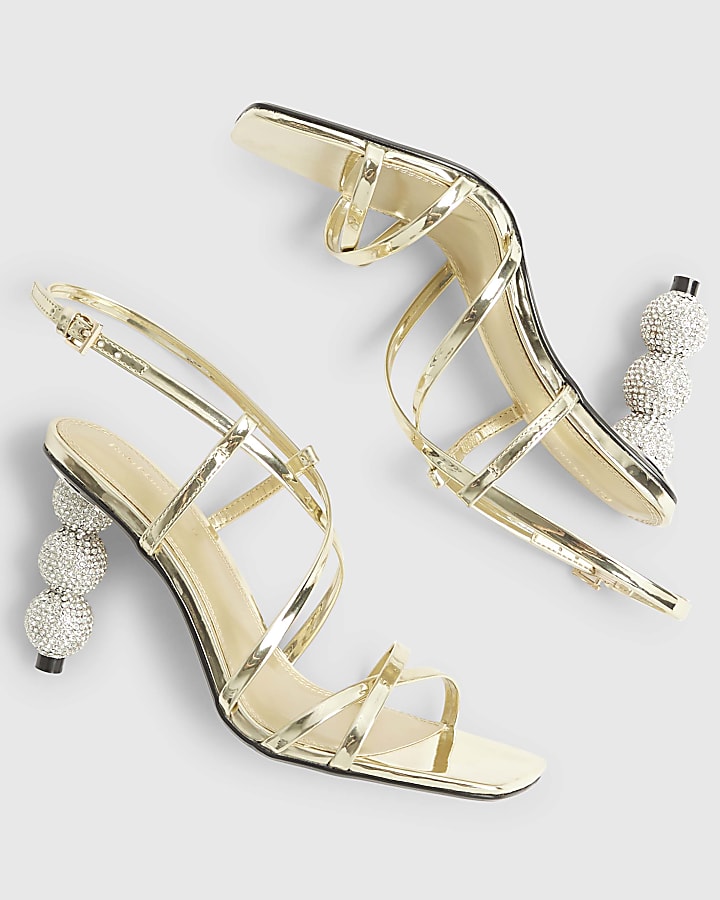 Gold Discoball Heeled Sandals