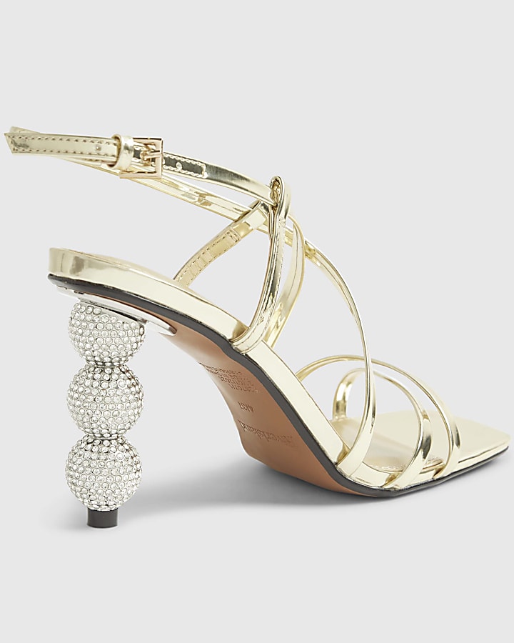 Gold Discoball Heeled Sandals