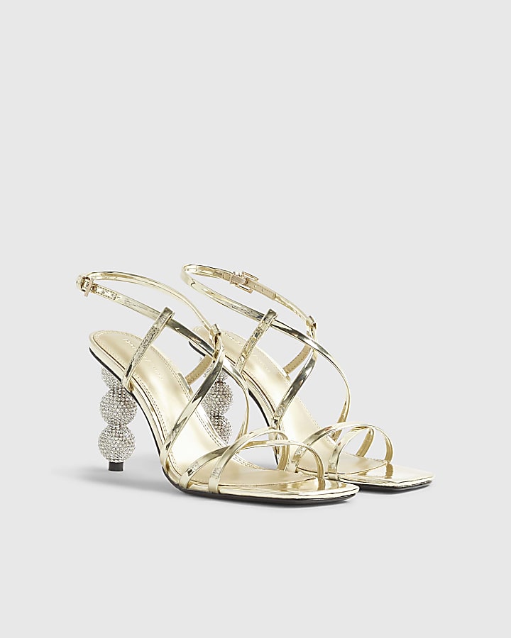 Gold Discoball Heeled Sandals