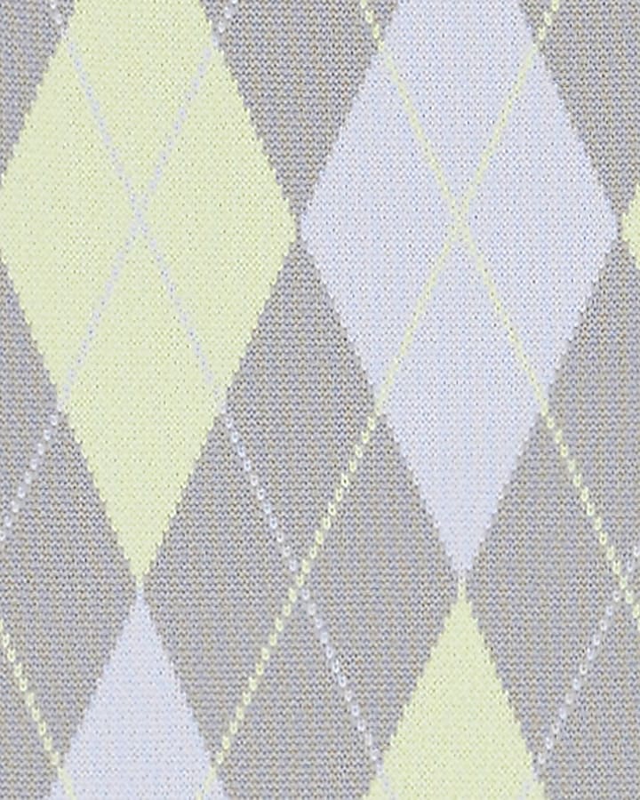 Grey Knit Argyle Print Waistcoat