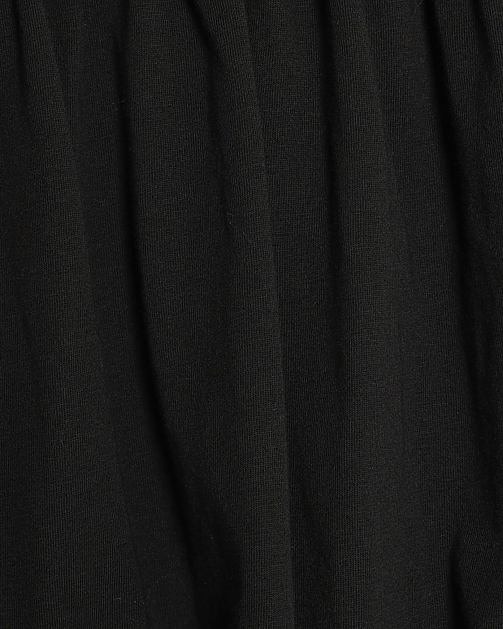Black Bubble Hem Ruched Top