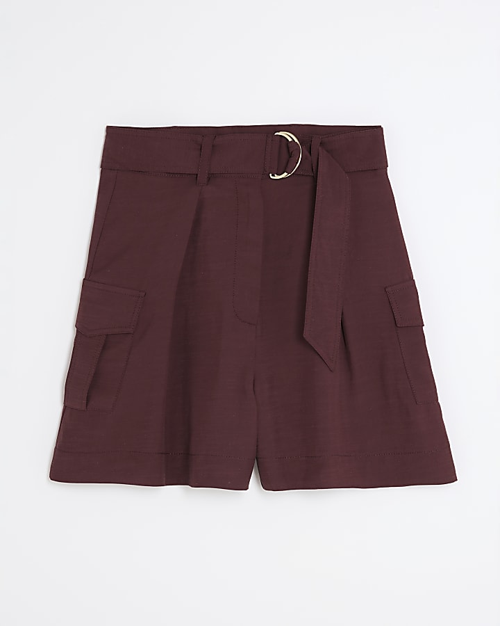 Purple Belted Utility Shorts