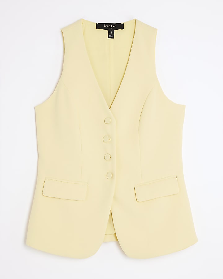 Yellow Fitted Longline Waistcoat