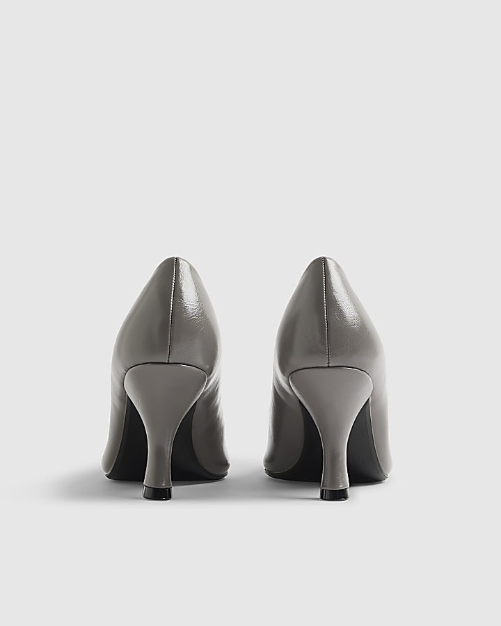 Grey Pointed Toe Court Heels