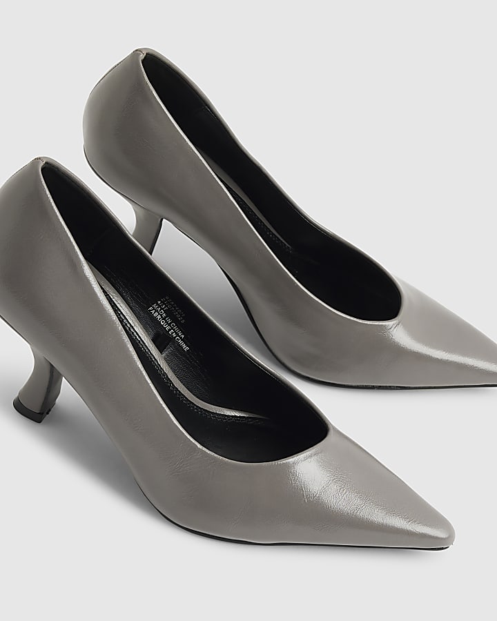 Grey Pointed Toe Court Heels
