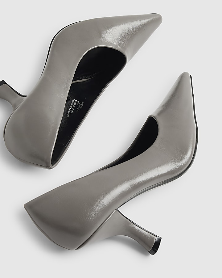 Grey Pointed Toe Court Heels