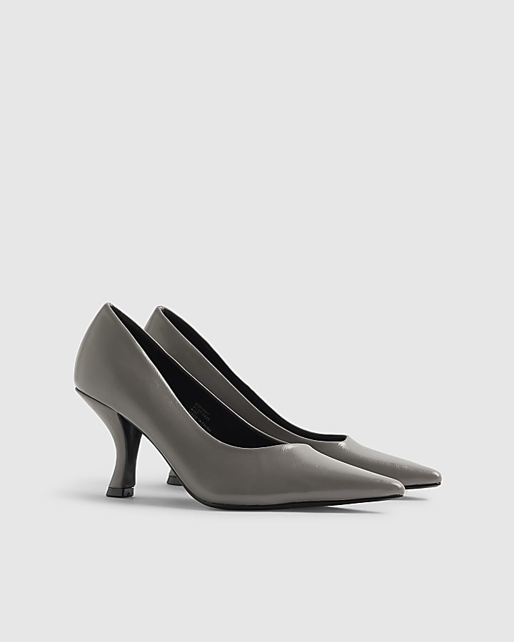 Grey Pointed Toe Court Heels
