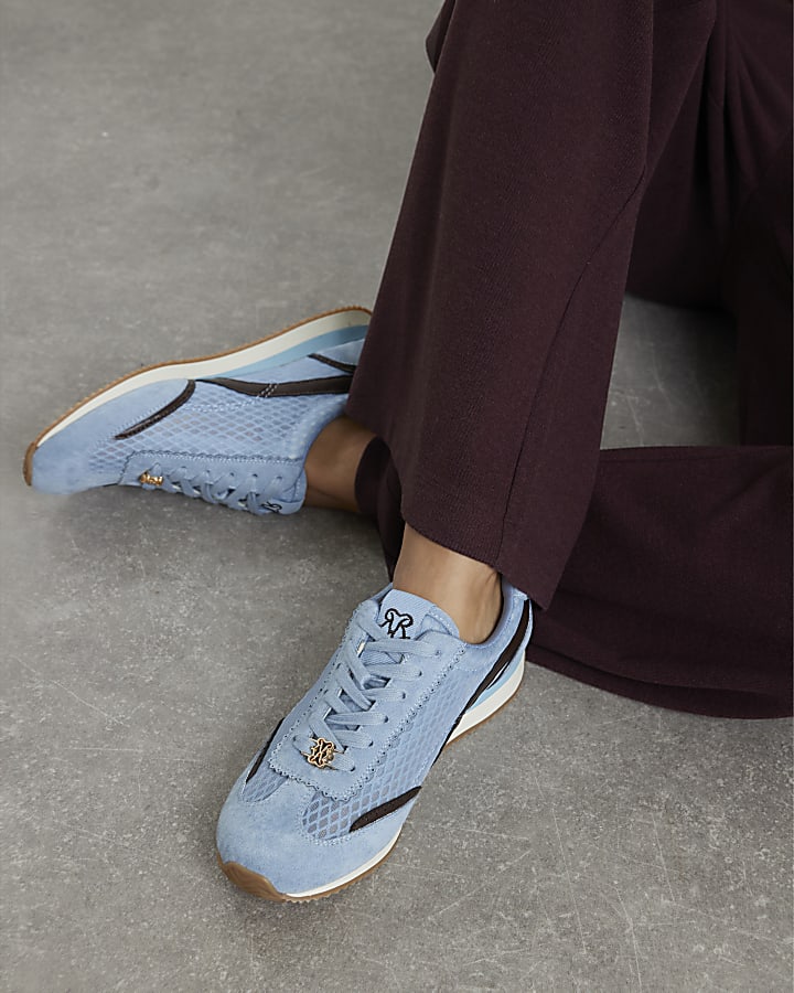 Blue Mesh Retro Style Trainers
