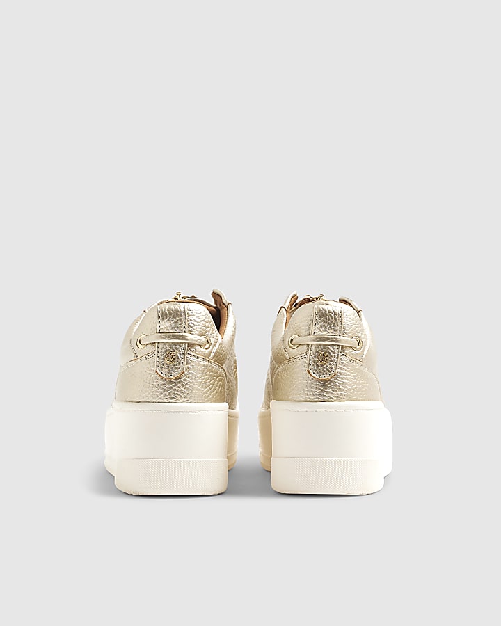 Gold Platform Zip Up Trainers