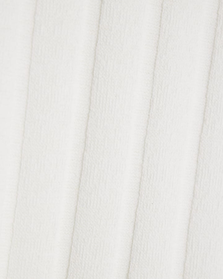 White Short Sleeve Wide Ribbed Top