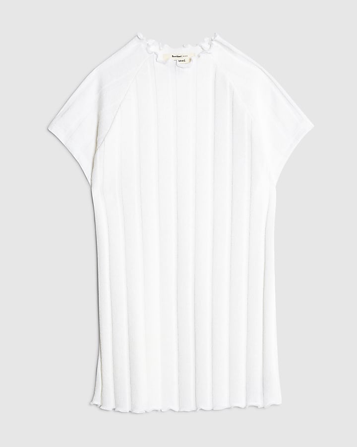 White Short Sleeve Wide Ribbed Top