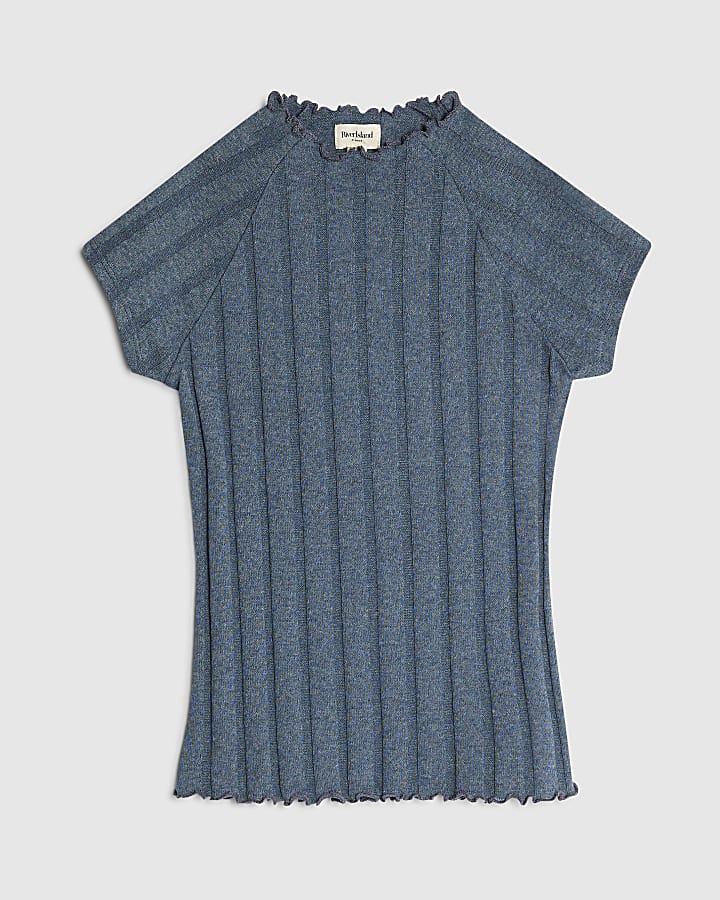 Blue Short Sleeve Wide Rib T-shirt