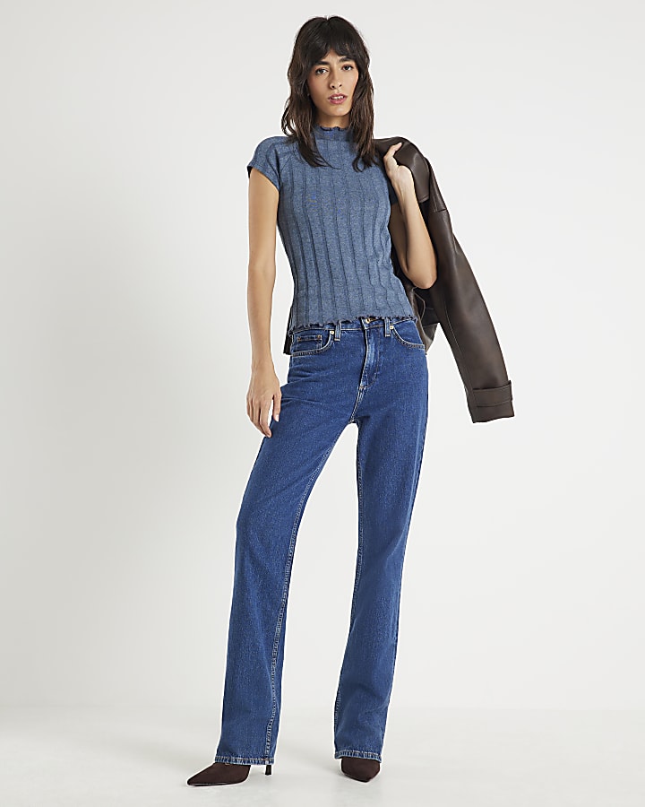 Blue Short Sleeve Wide Rib T-shirt