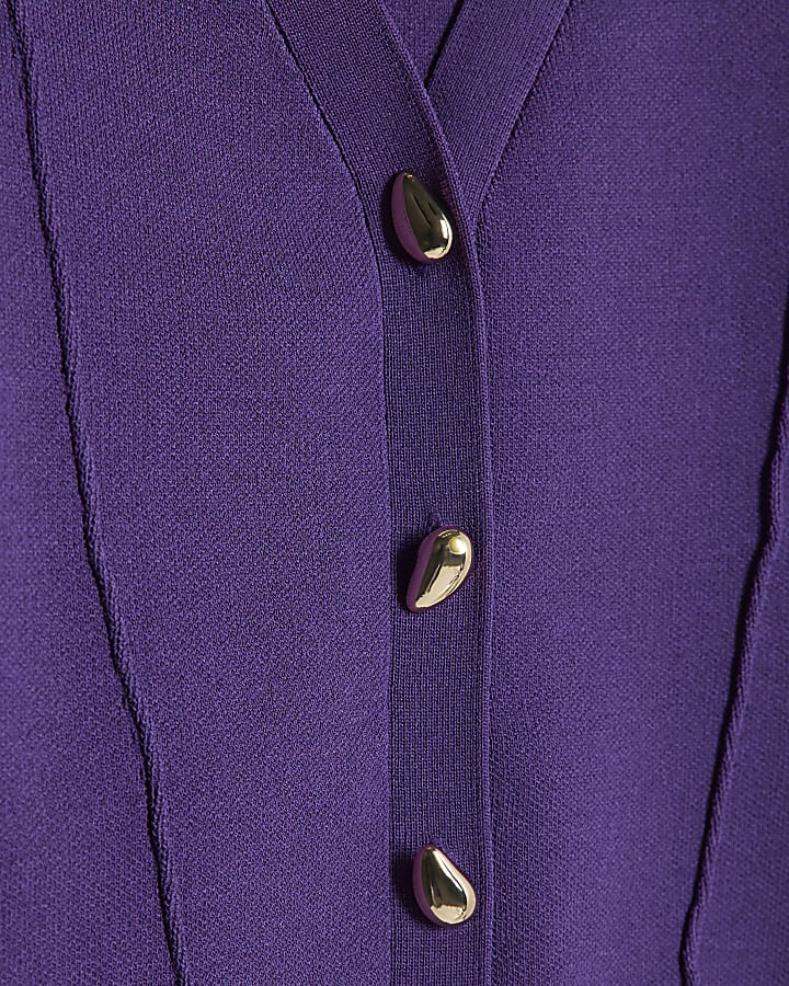 Purple Knitted Structured Cardigan