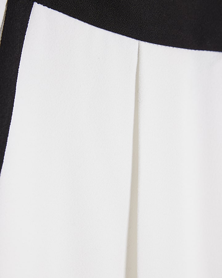 White Contrast Tipping Wide Leg Trousers
