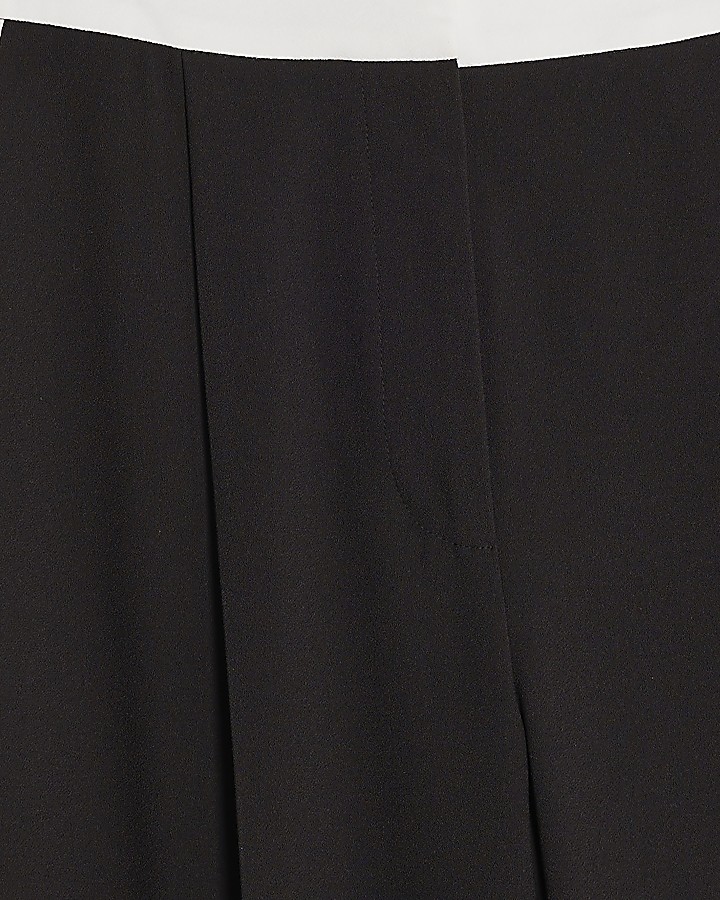Black Contrast Tipping Wide Leg Trousers