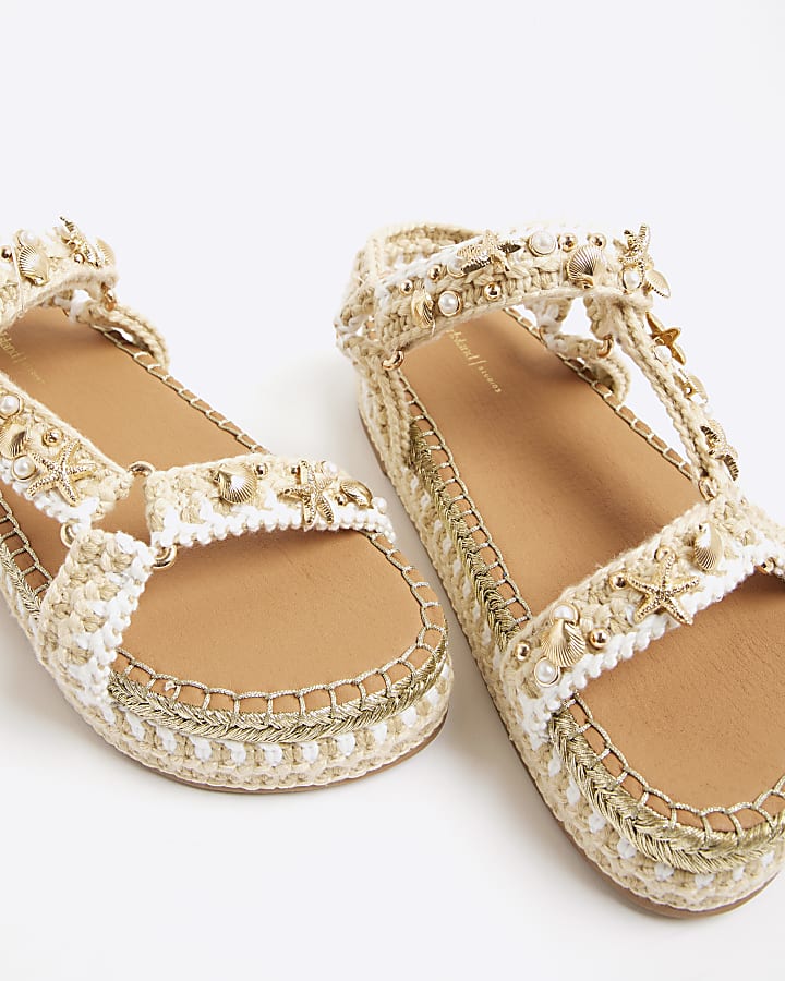 Beige Charm Embellished Sandals
