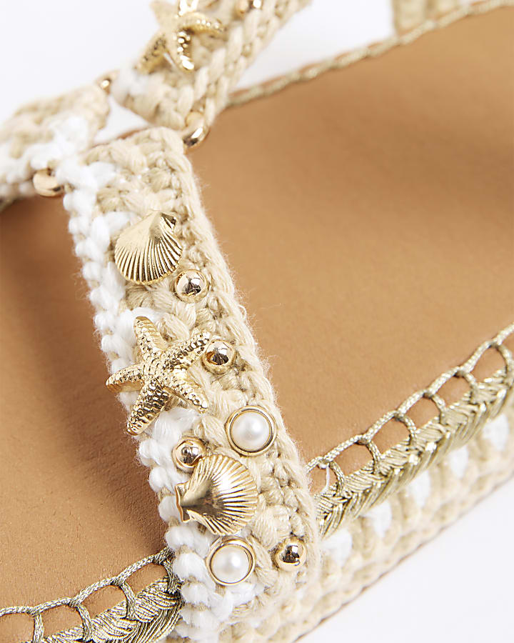Beige Charm Embellished Sandals