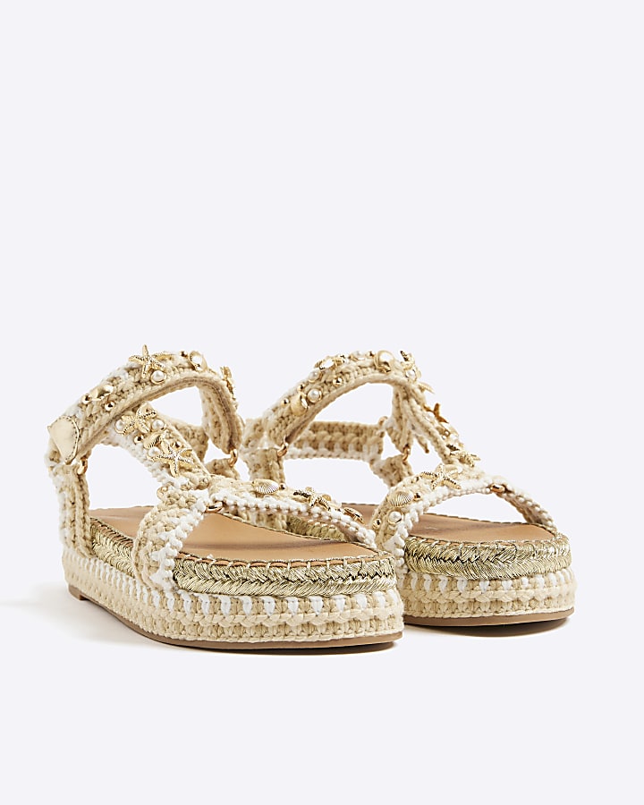 Beige Charm Embellished Sandals