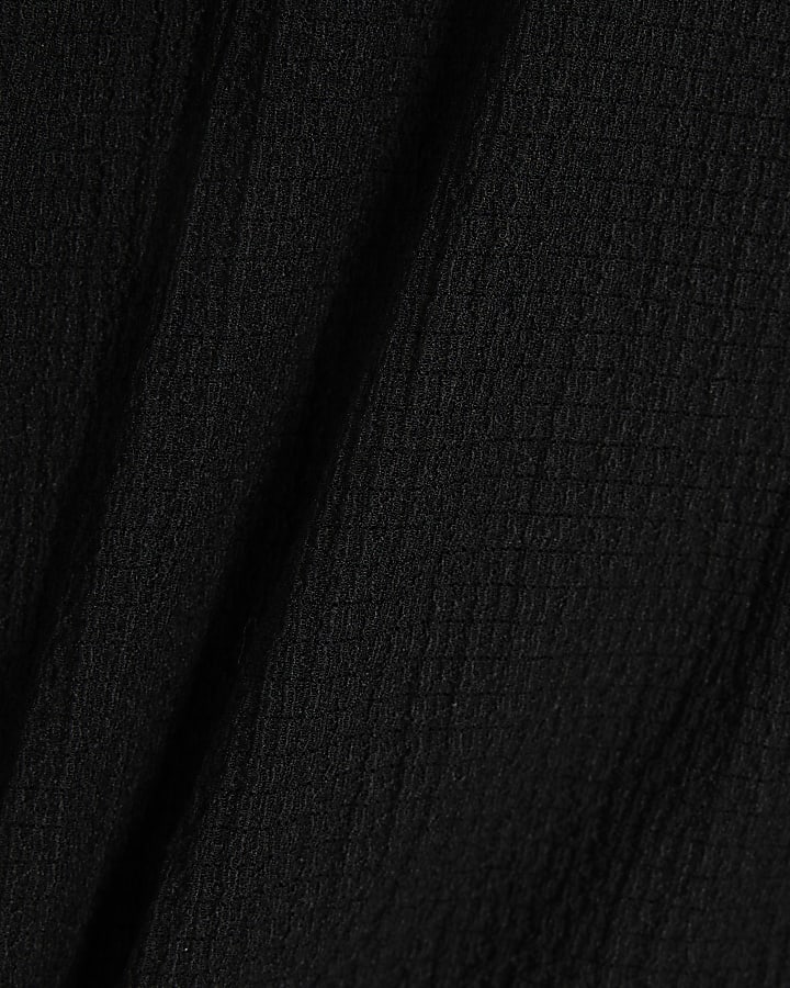 Black Textured Wide Leg Trousers