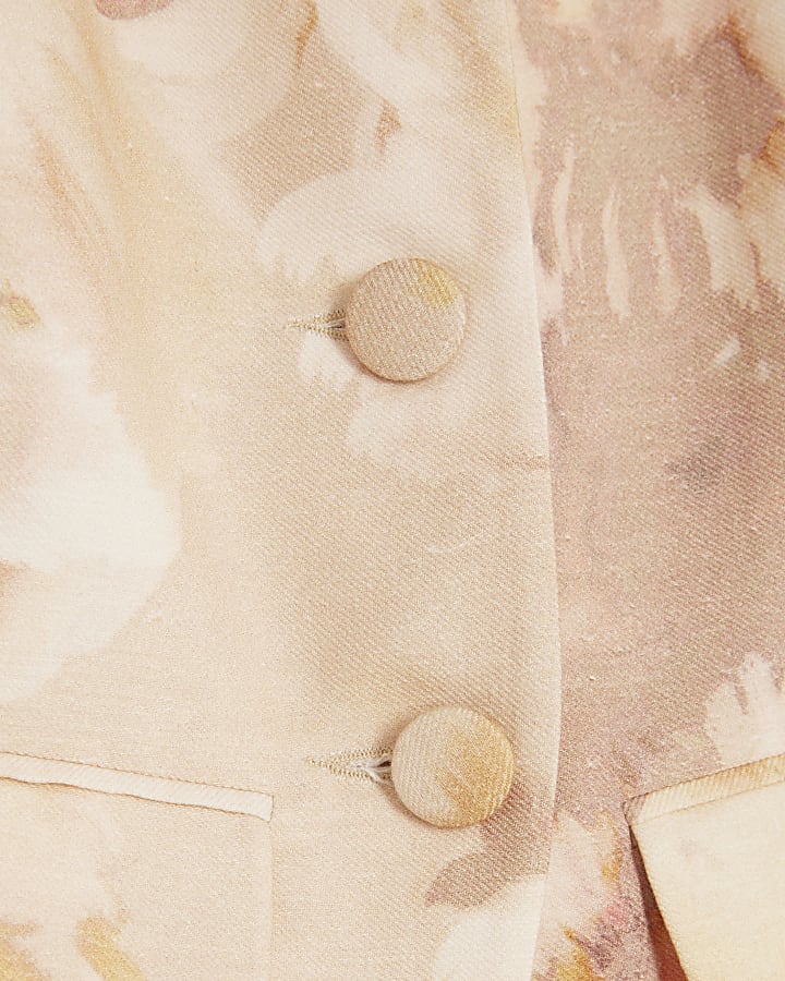 Pink Linen Blend Collared Waistcoat Top