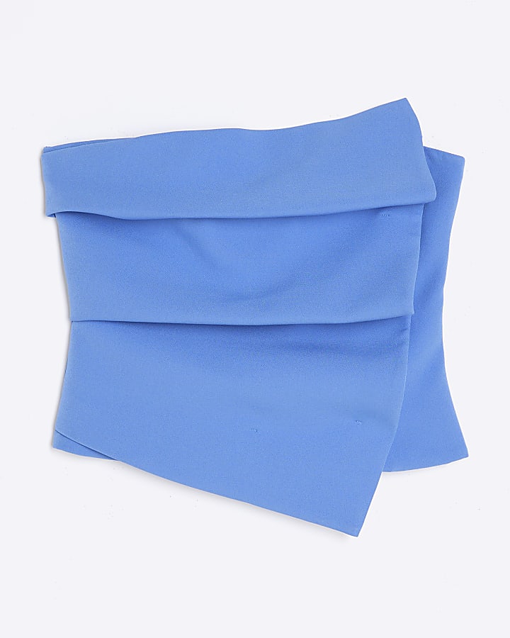 Blue Tailored Bandeau Top