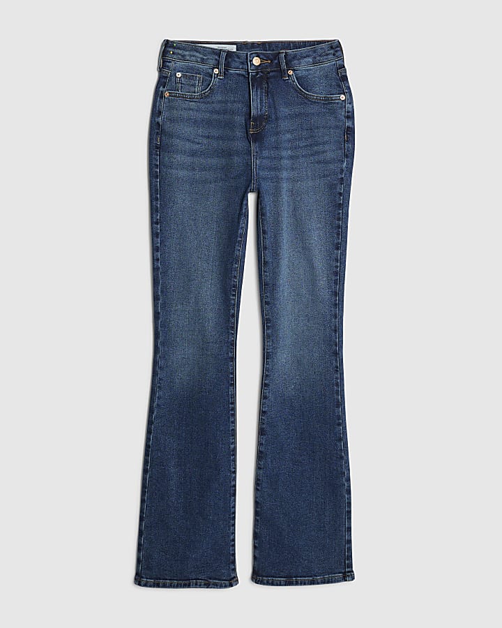 Blue High Rise Flared Jeans