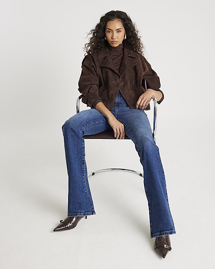 Blue High Rise Flared Jeans