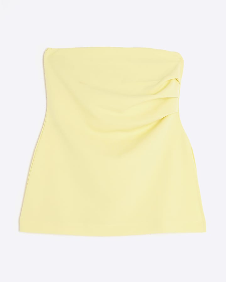 Yellow Sleeveless Drape Bandeau Top