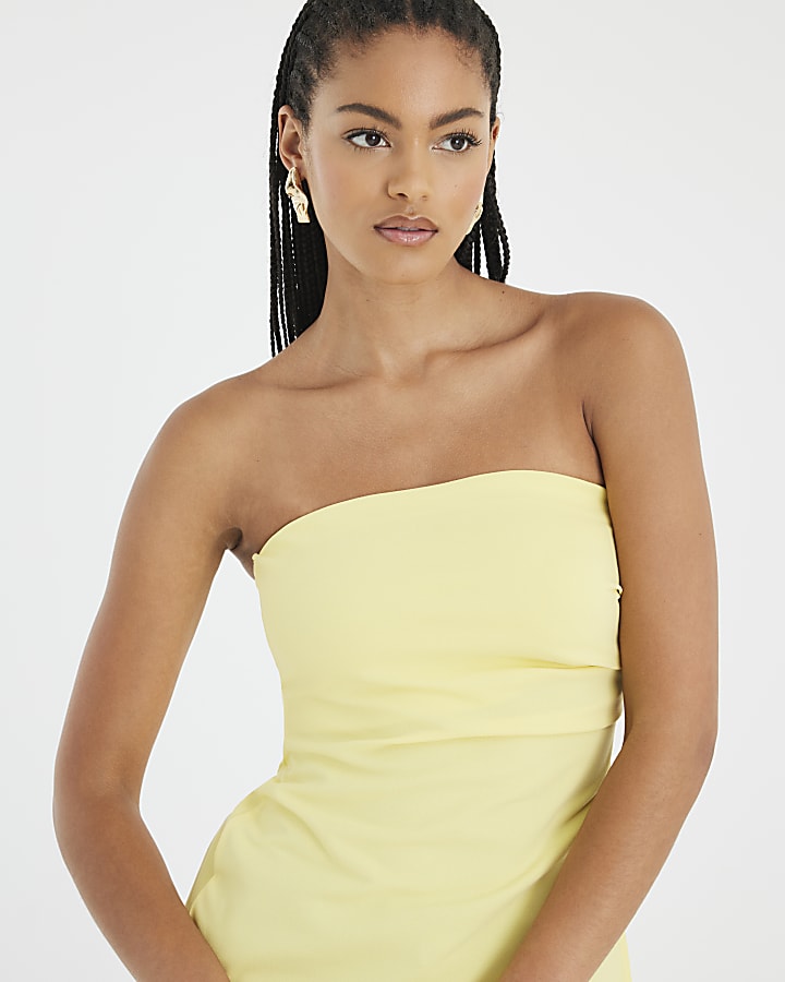 Yellow Sleeveless Drape Bandeau Top