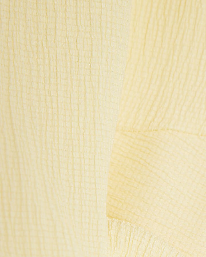 Yellow Short Sleeve Textured Tie Side Top