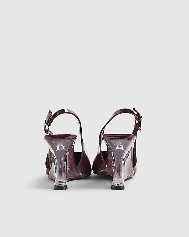 Red Clear Wedge Slingback Heels