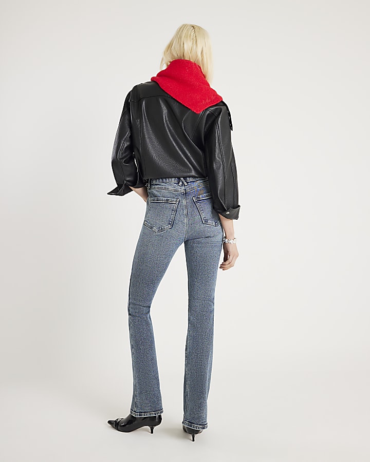 Blue High Rise Flared Jeans