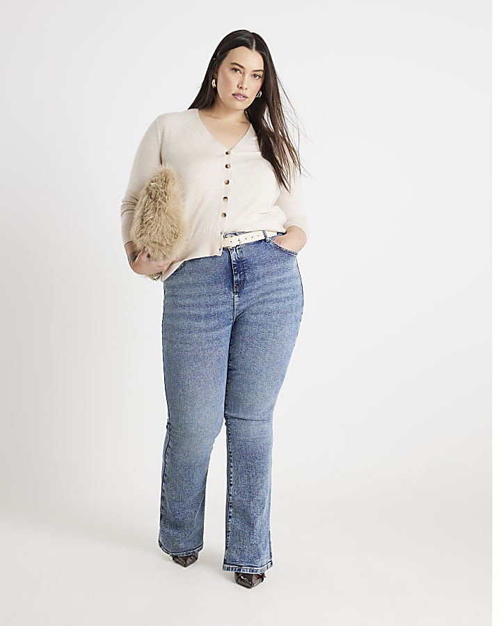 Blue High Rise Flared Jeans