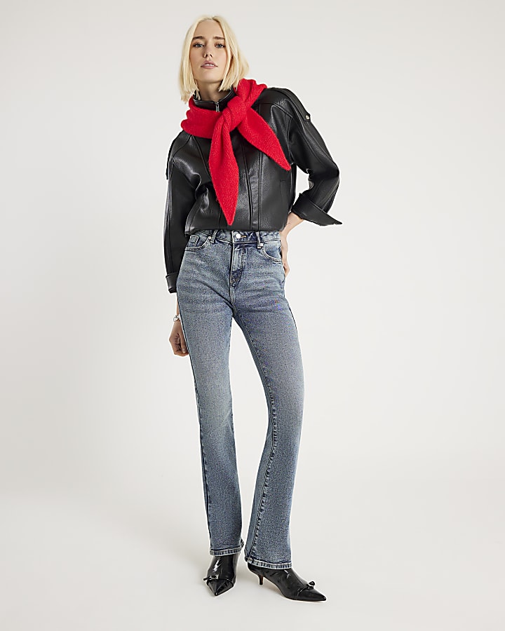 Blue High Rise Flared Jeans