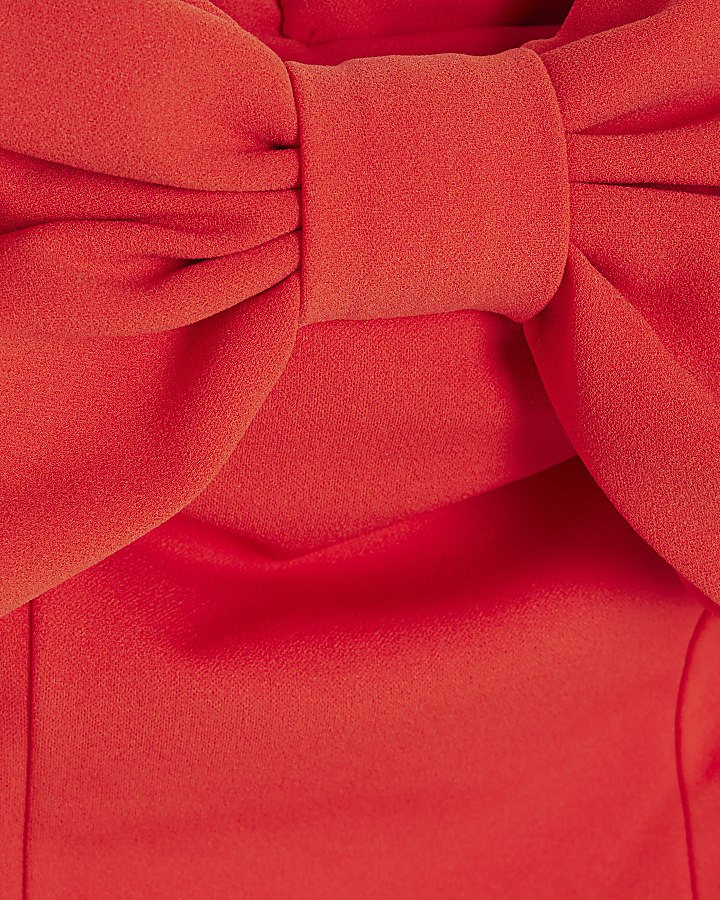 Red 3D Bow Bardot Top