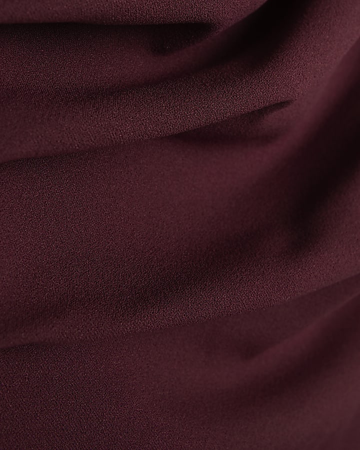 Purple Asymmetric Draped Wrap Midi Dress