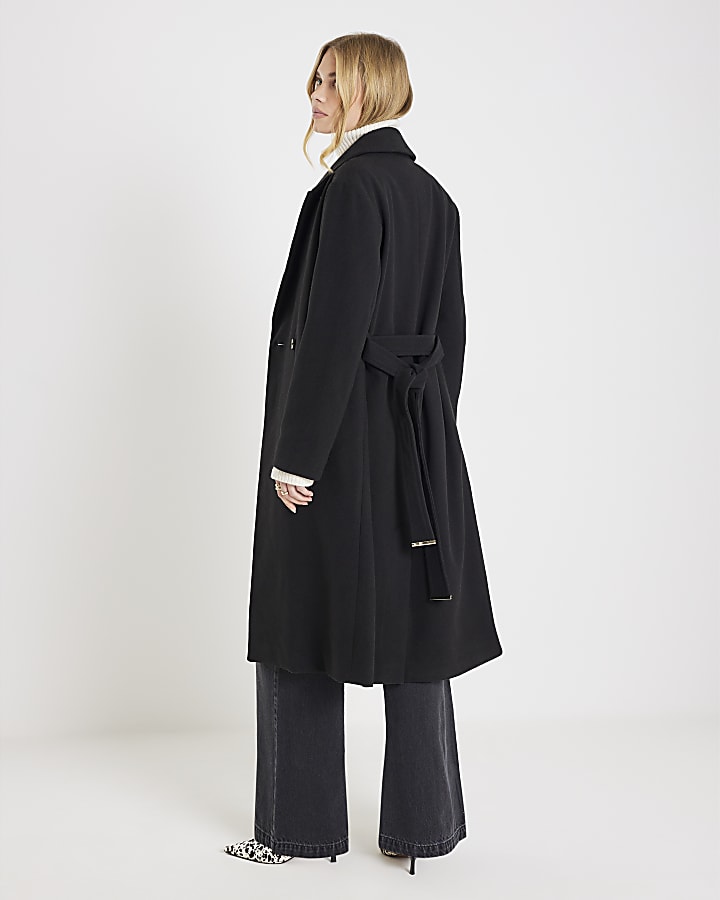 Black Belted Wrap Coat