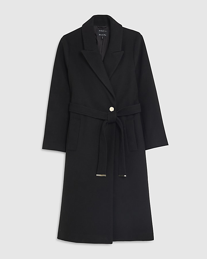 Black Belted Wrap Coat