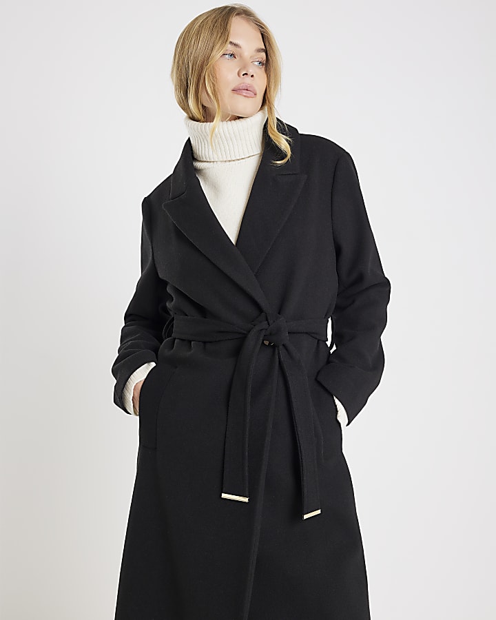 Black Belted Wrap Coat