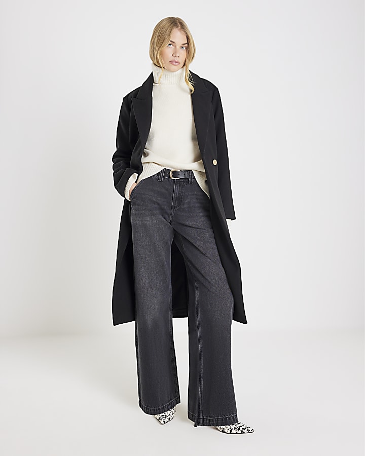 Black Belted Wrap Coat