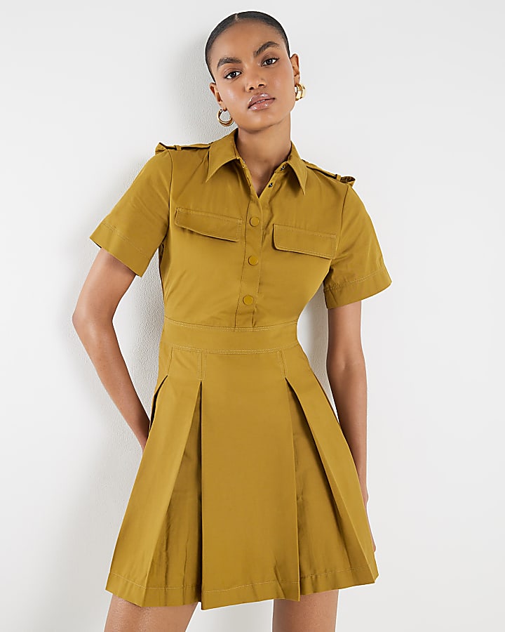 Yellow Utility Mini Dress