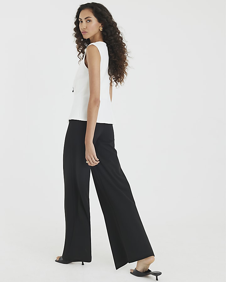 Black Sleeveless Bow Hybrid Jumpsuit