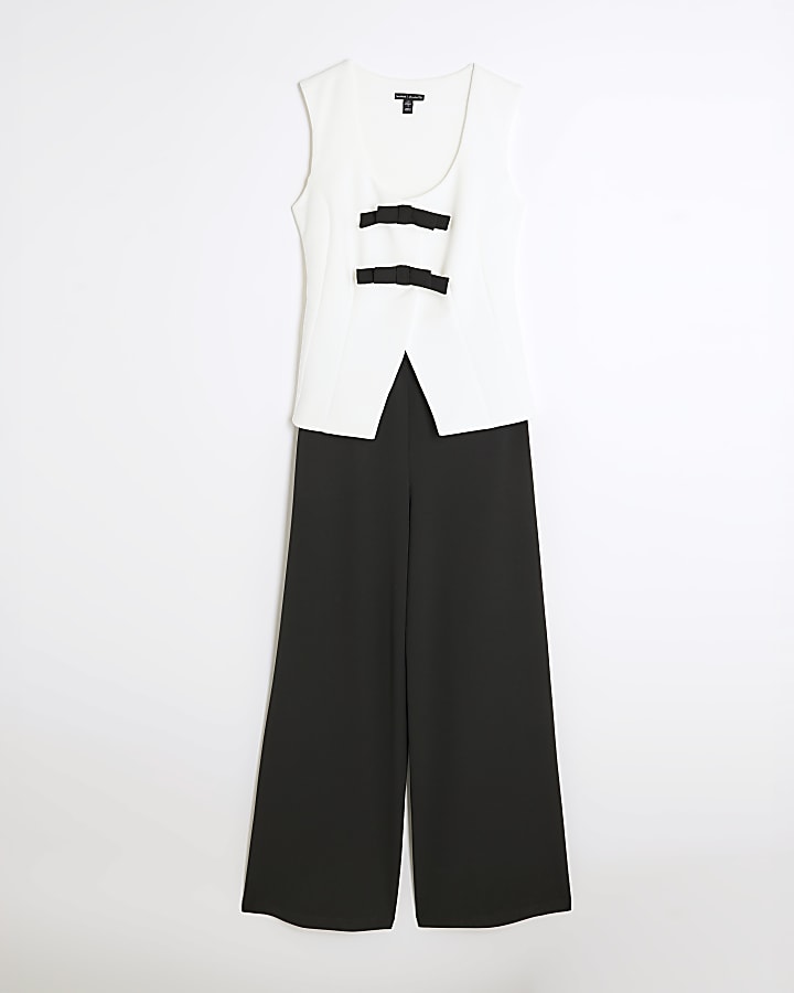 Black Sleeveless Bow Hybrid Jumpsuit