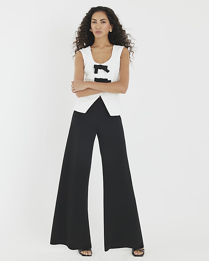 Black Sleeveless Bow Hybrid Jumpsuit
