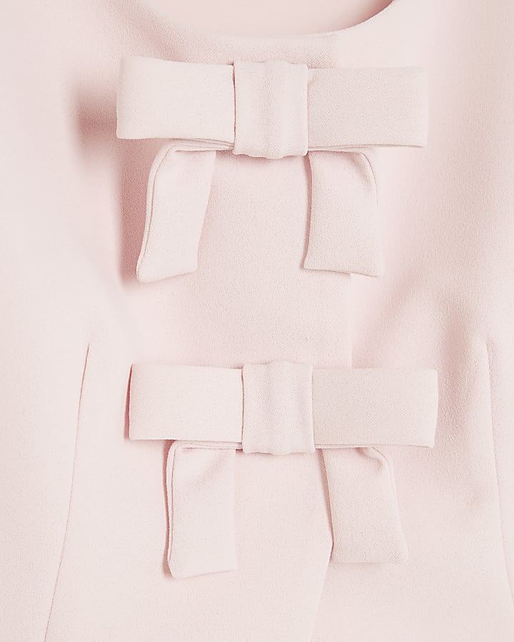 Pink Sleeveless Bow Top
