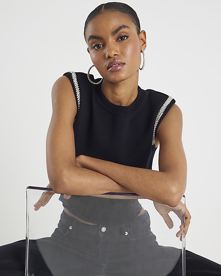 Black Shoulder Top