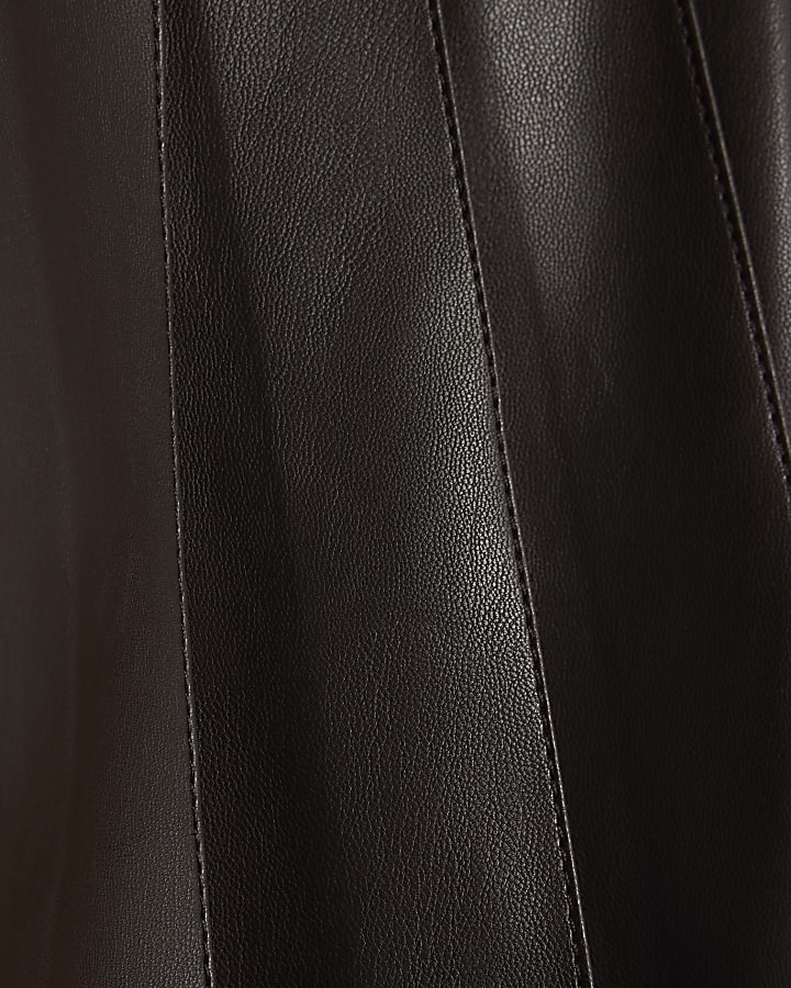 Brown Faux Leather Snaffle Detail Mini Skirt