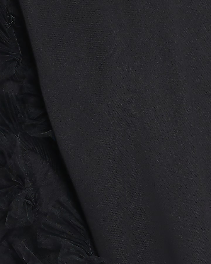 Black Long Sleeve Ruffle Sweatshirt